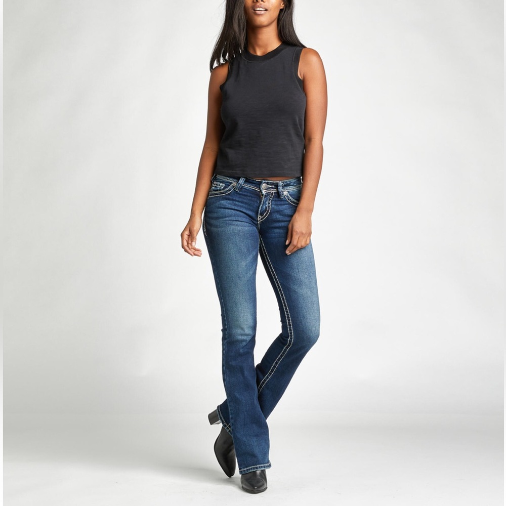 SILVER JEANS CO. Suki Contrast Stitching Medium Rise Boot Cut Jeans W28 L29* VGC
